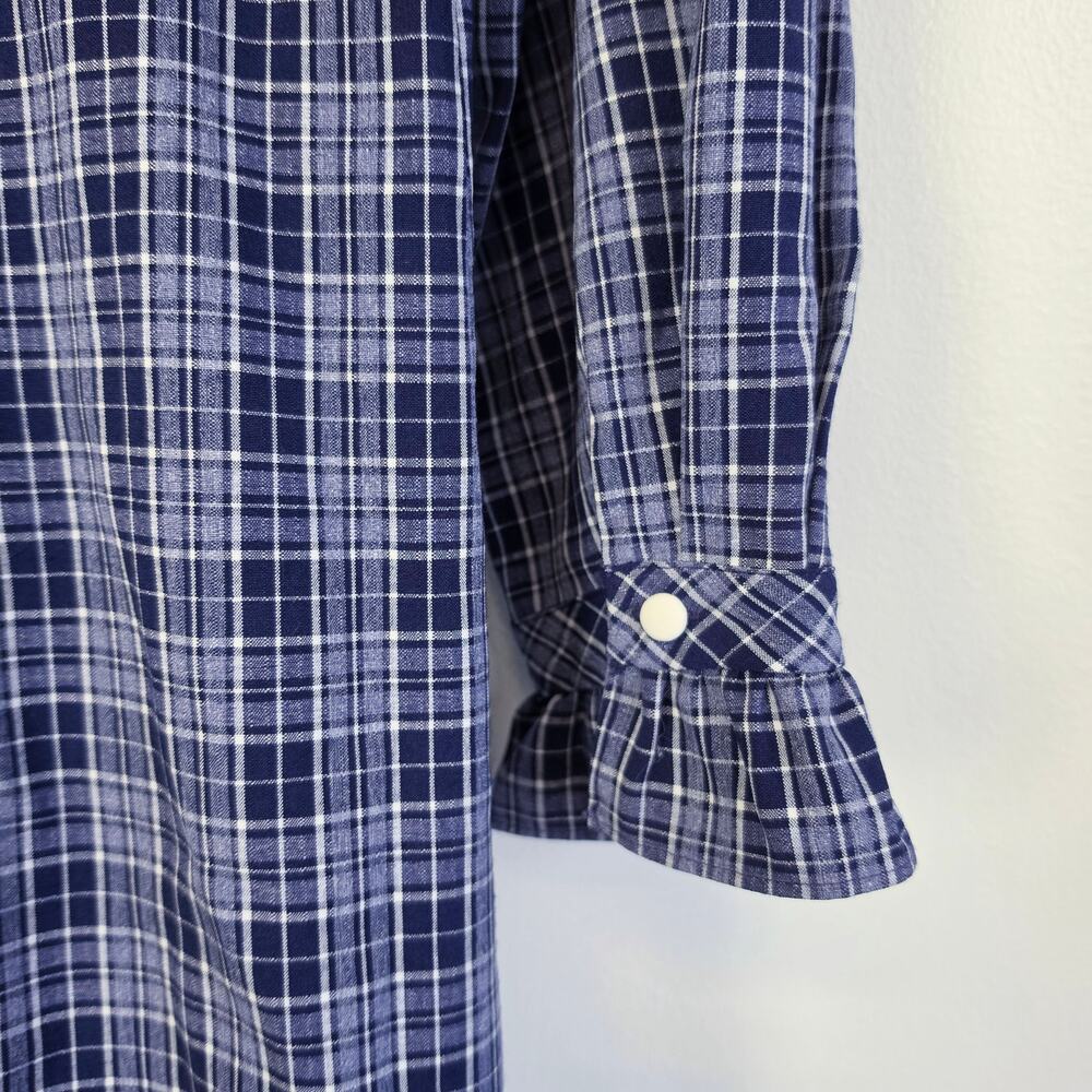Simple Retro Whitney Round Neck Tie Bow Collision Blue Check Dress Sz Medium - Picture 9 of 11